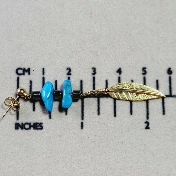 Artisan Native American Style Earrings Sleeping Beauty Turquoise Hematite - Picture 5 of 5